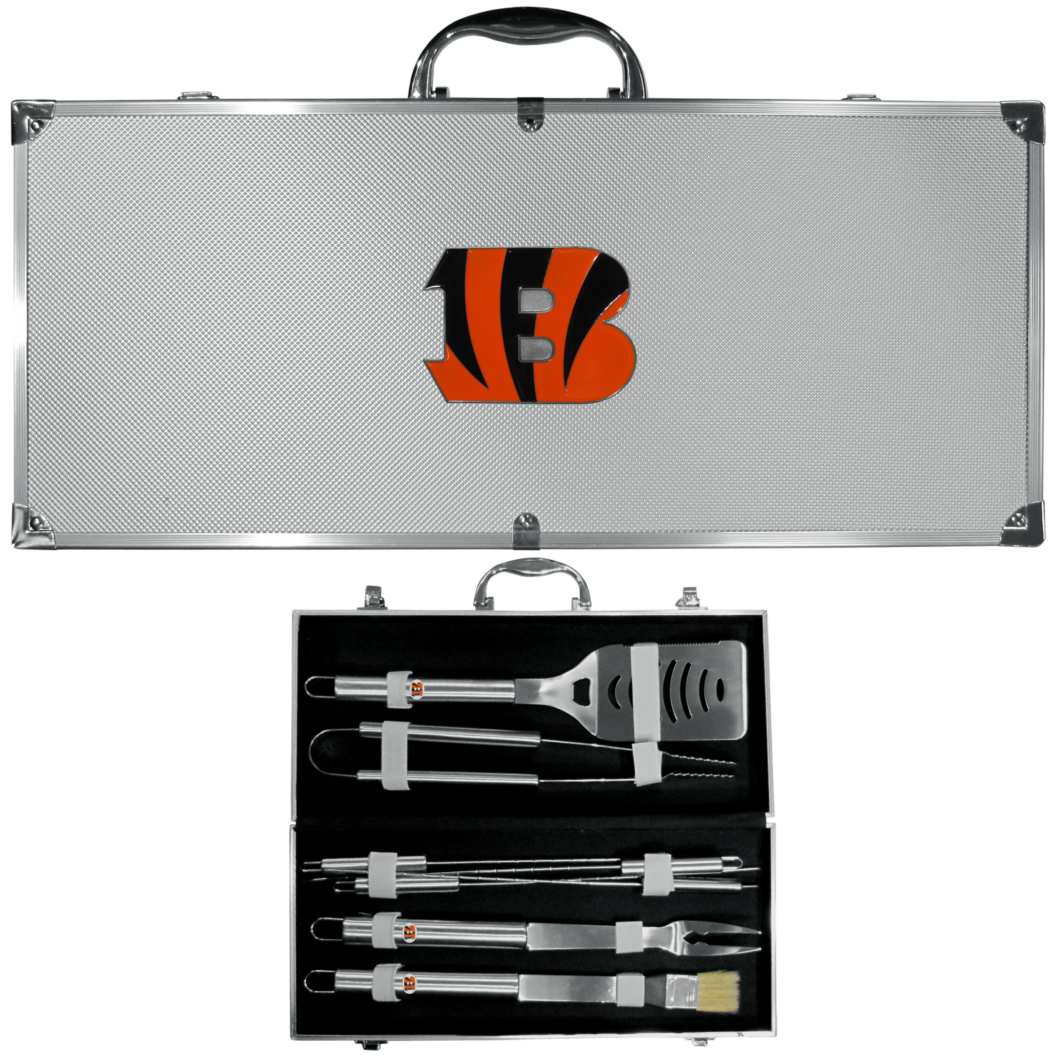 Cincinnati Bengals 8 pc Stainless Steel BBQ Set w/Metal Case    