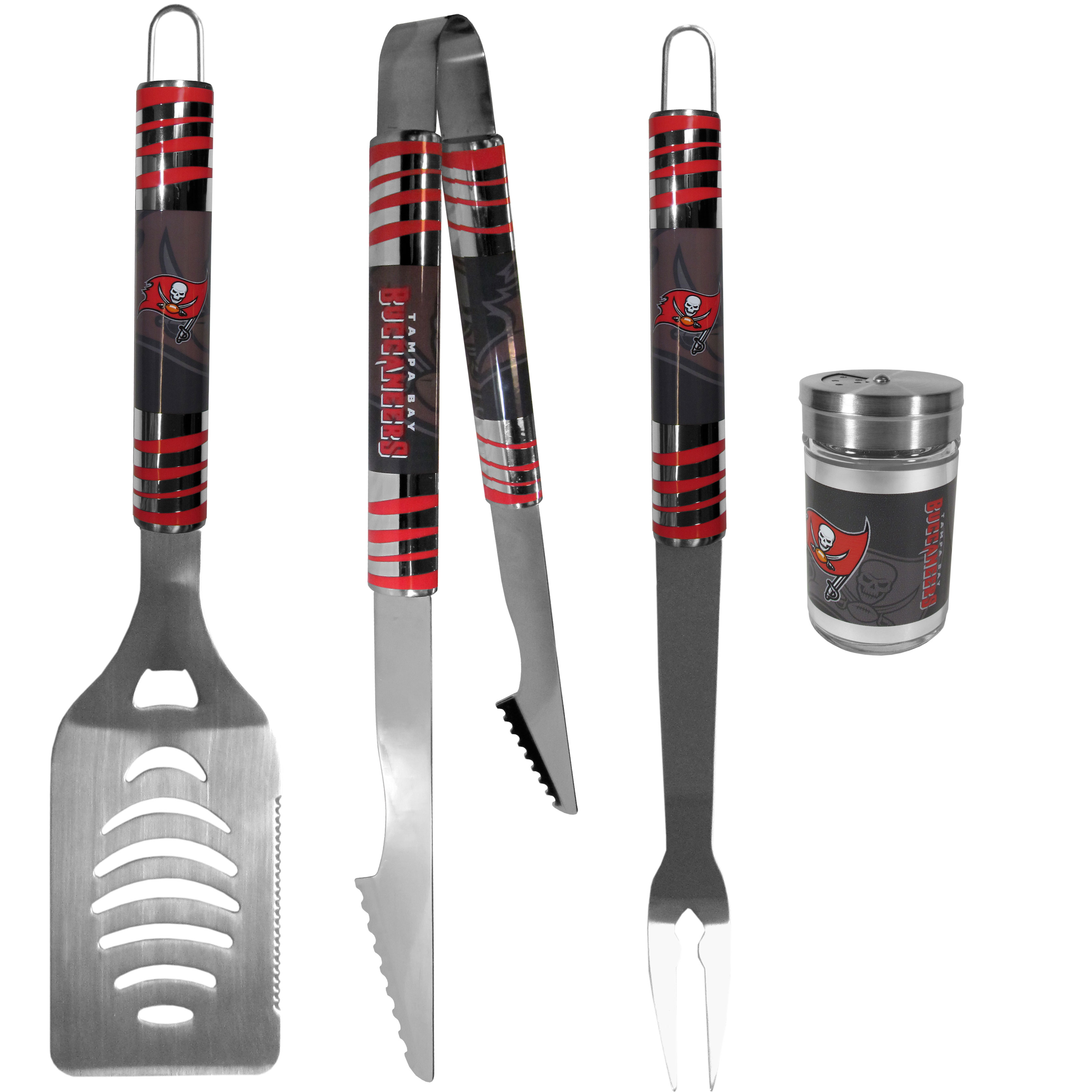 Tampa Bay Buccaneers 3 pc Tailgater BBQ Set and Season Shaker    