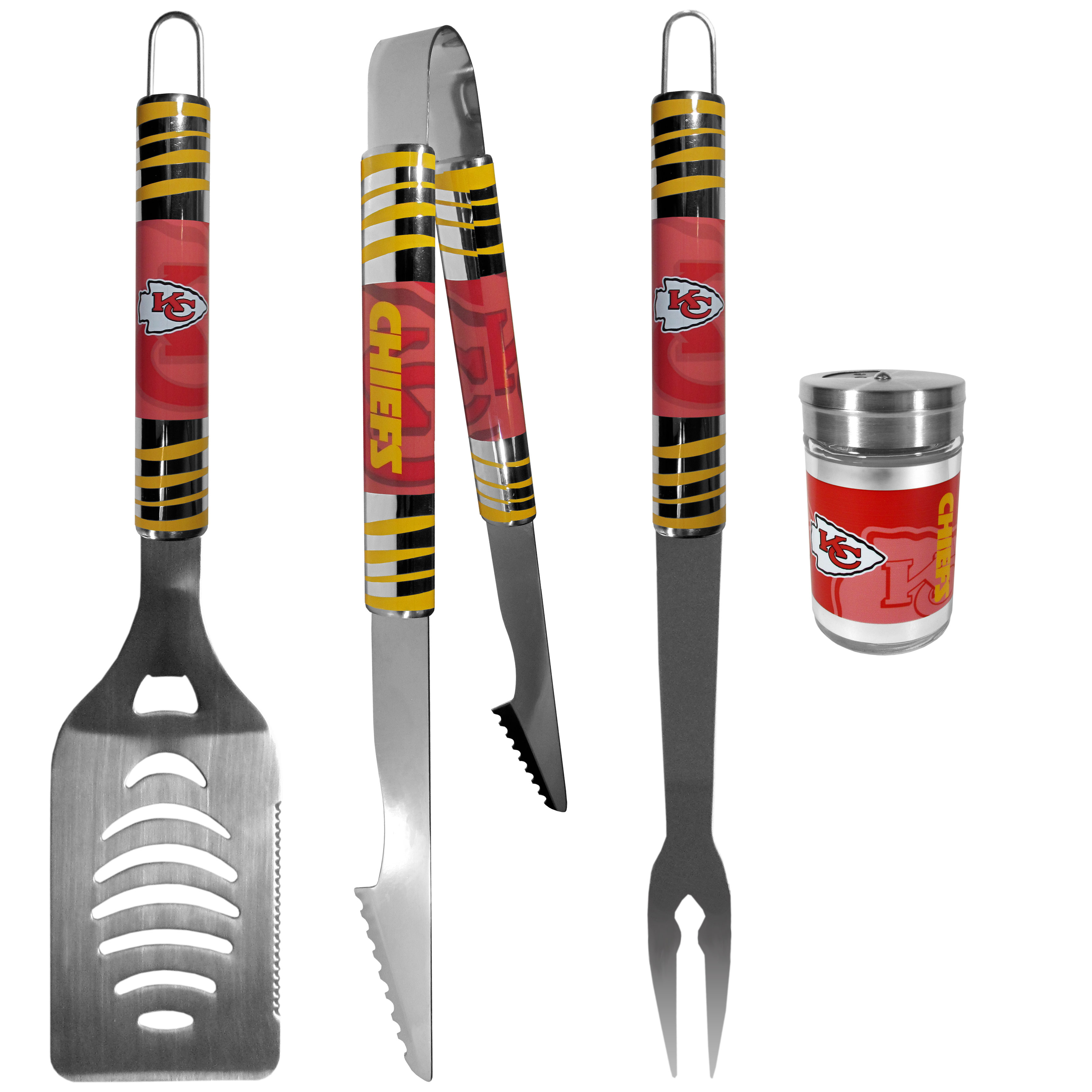 Kansas City Chiefs 3 pc Tailgater BBQ Set and Season Shaker    