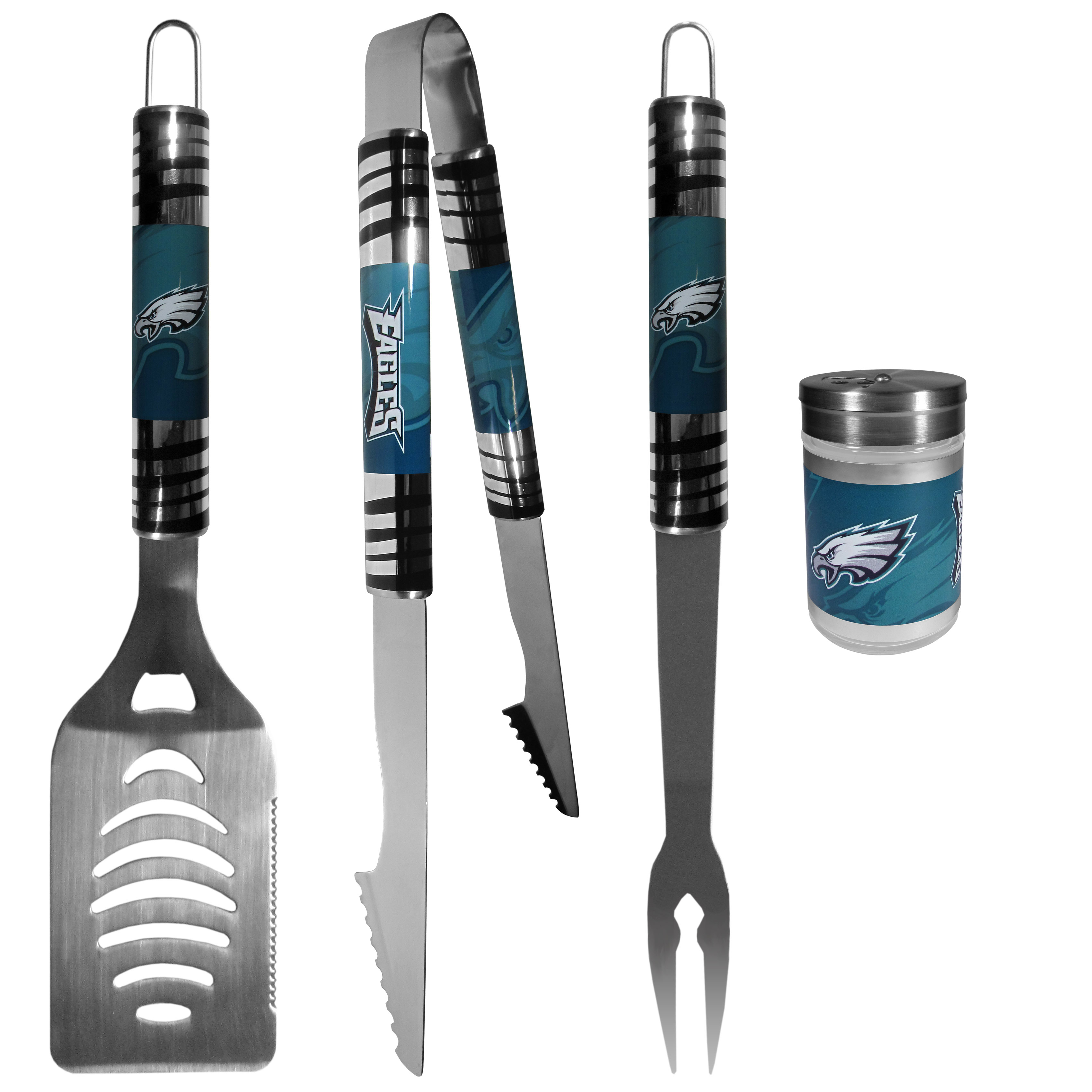 Philadelphia Eagles 3 pc Tailgater BBQ Set and Season Shaker    