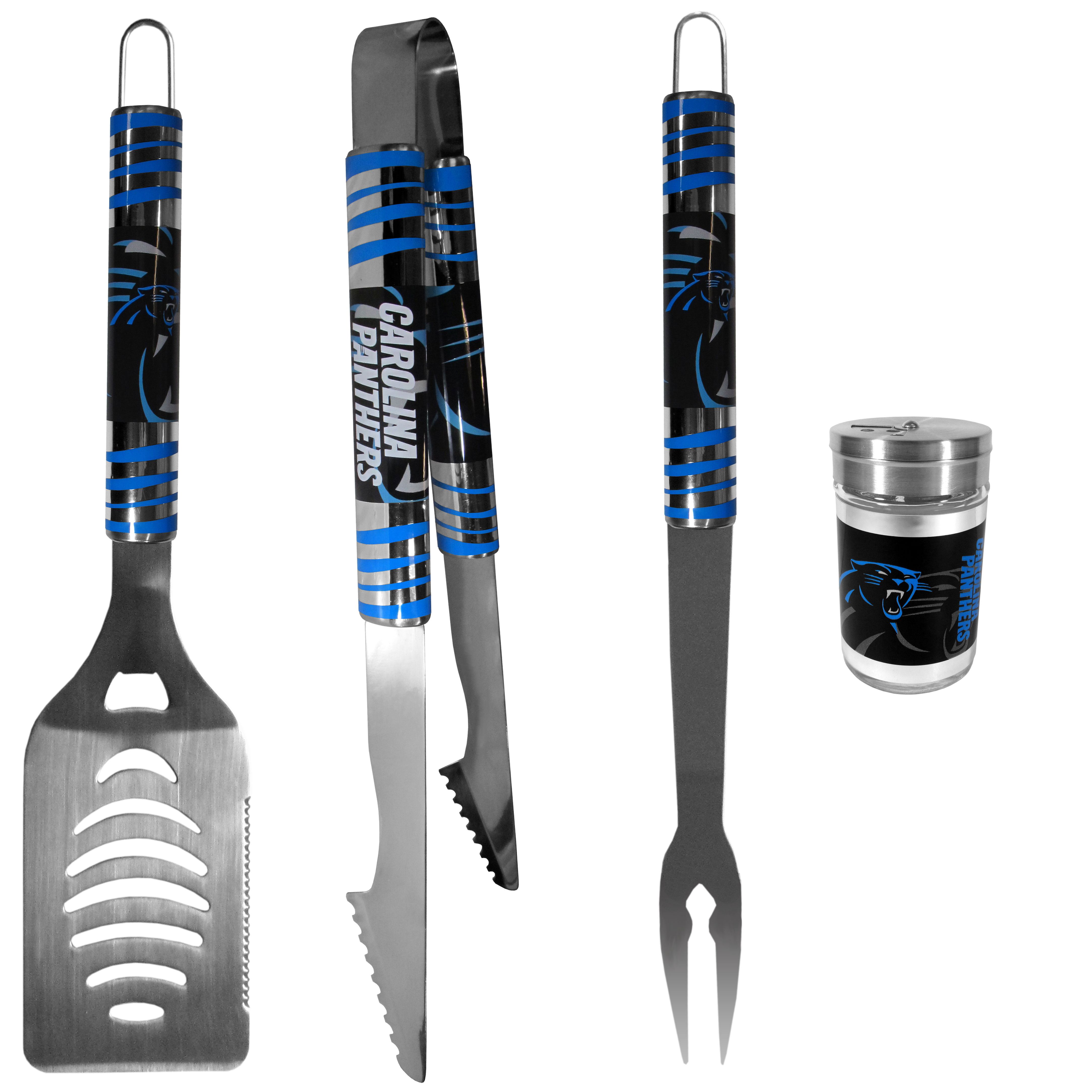 Carolina Panthers 3 pc Tailgater BBQ Set and Season Shaker    