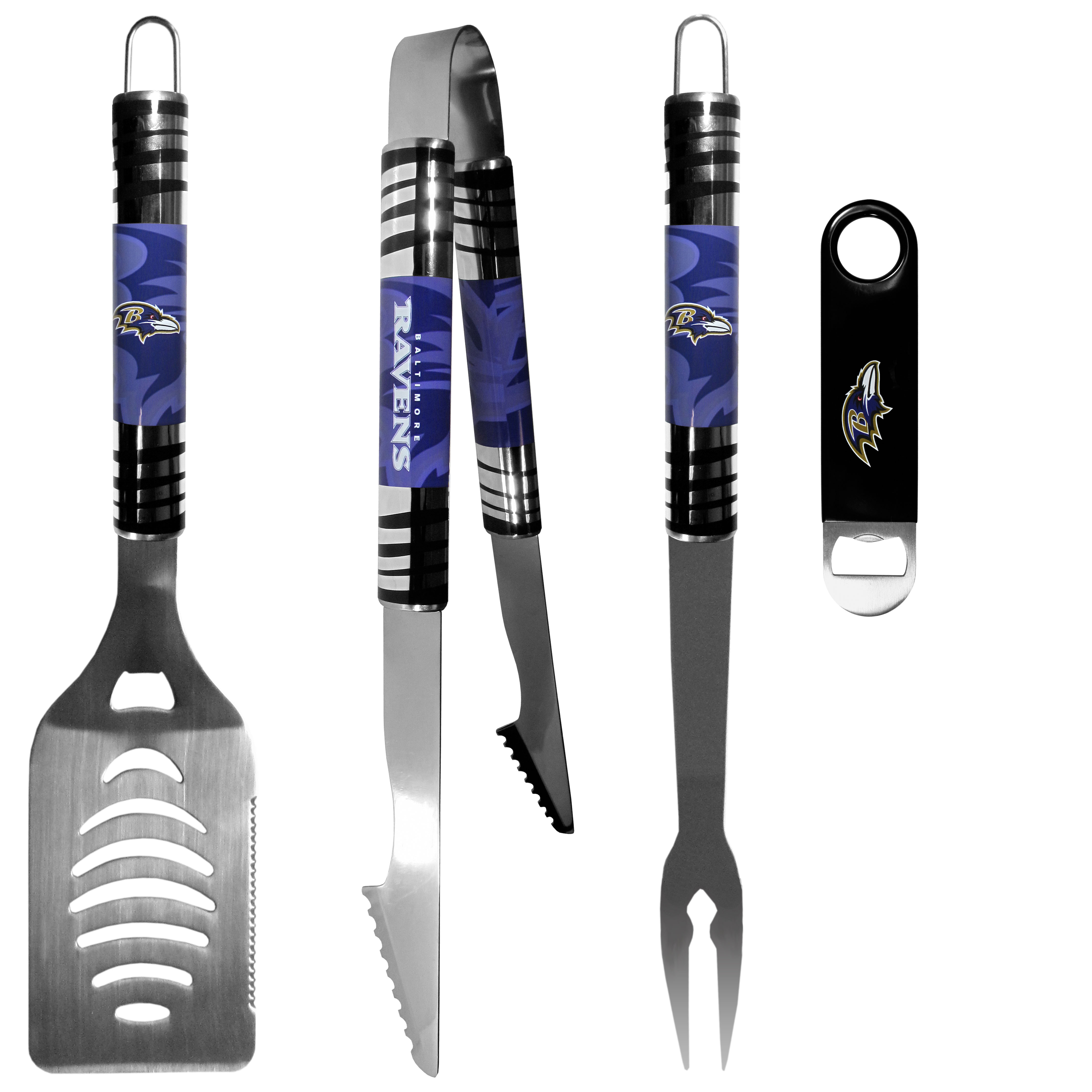 Baltimore Ravens 3 pc BBQ Set and Bottle Opener    