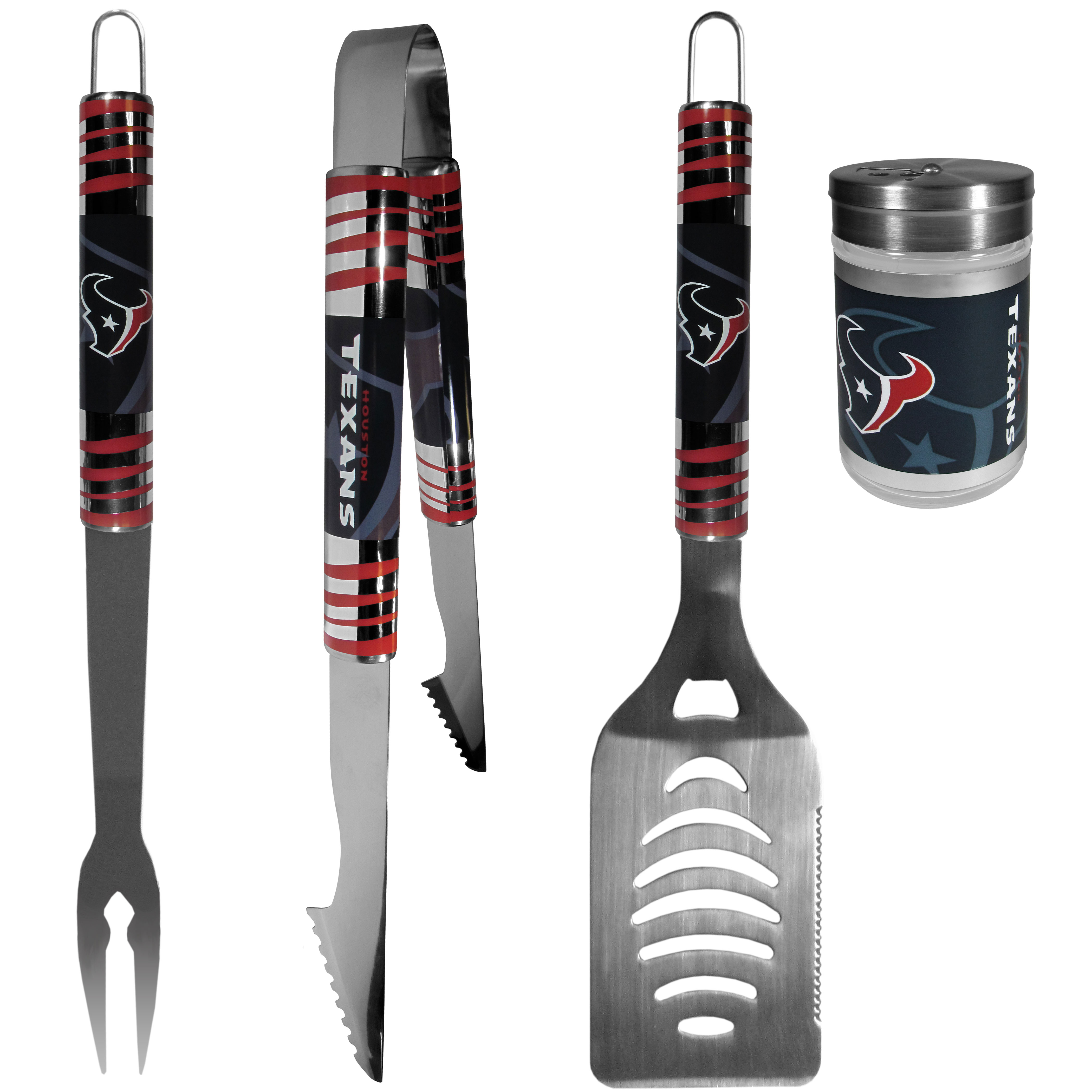 Houston Texans 3 pc Tailgater BBQ Set and Season Shaker    