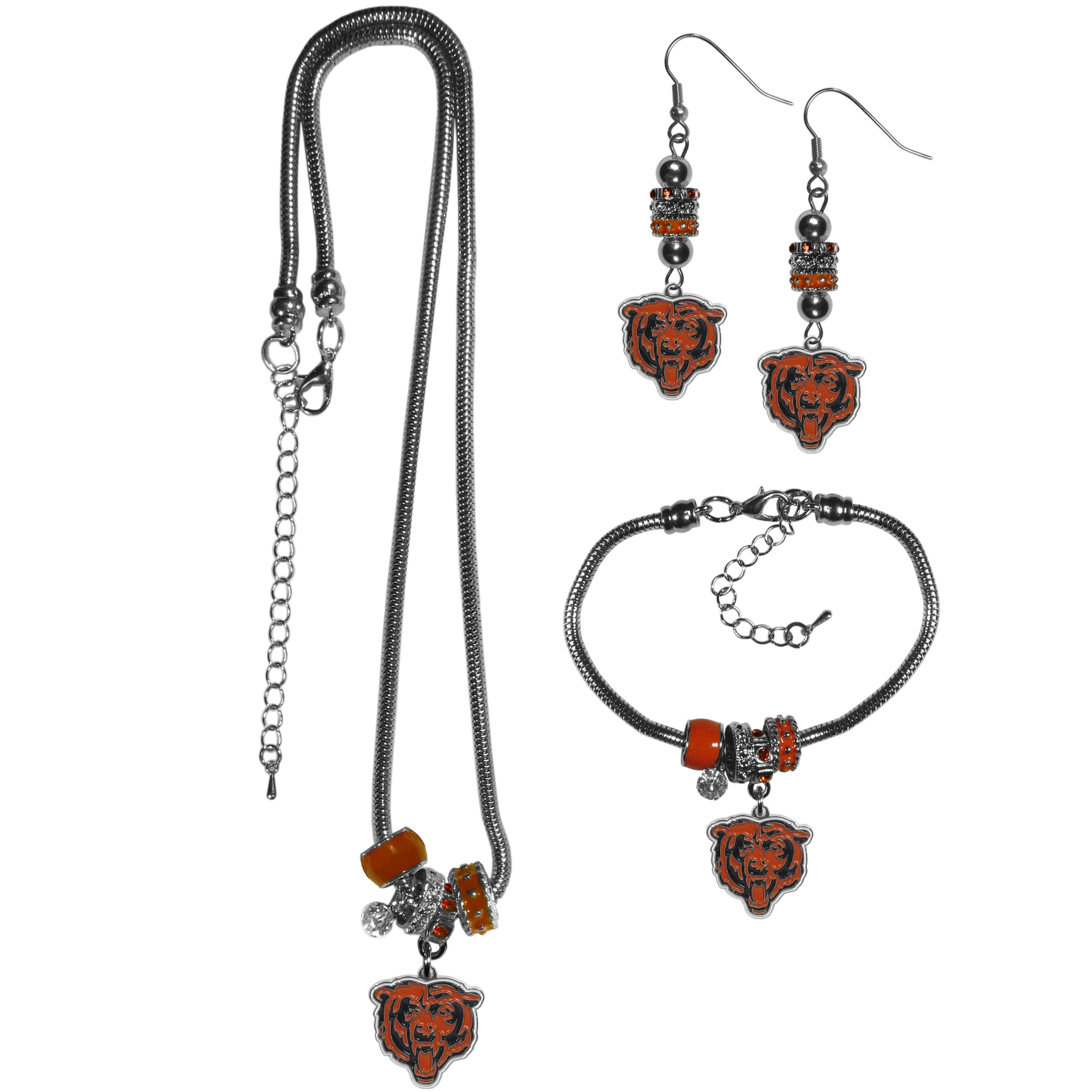 Chicago Bears Euro Bead Jewelry 3 piece Set    