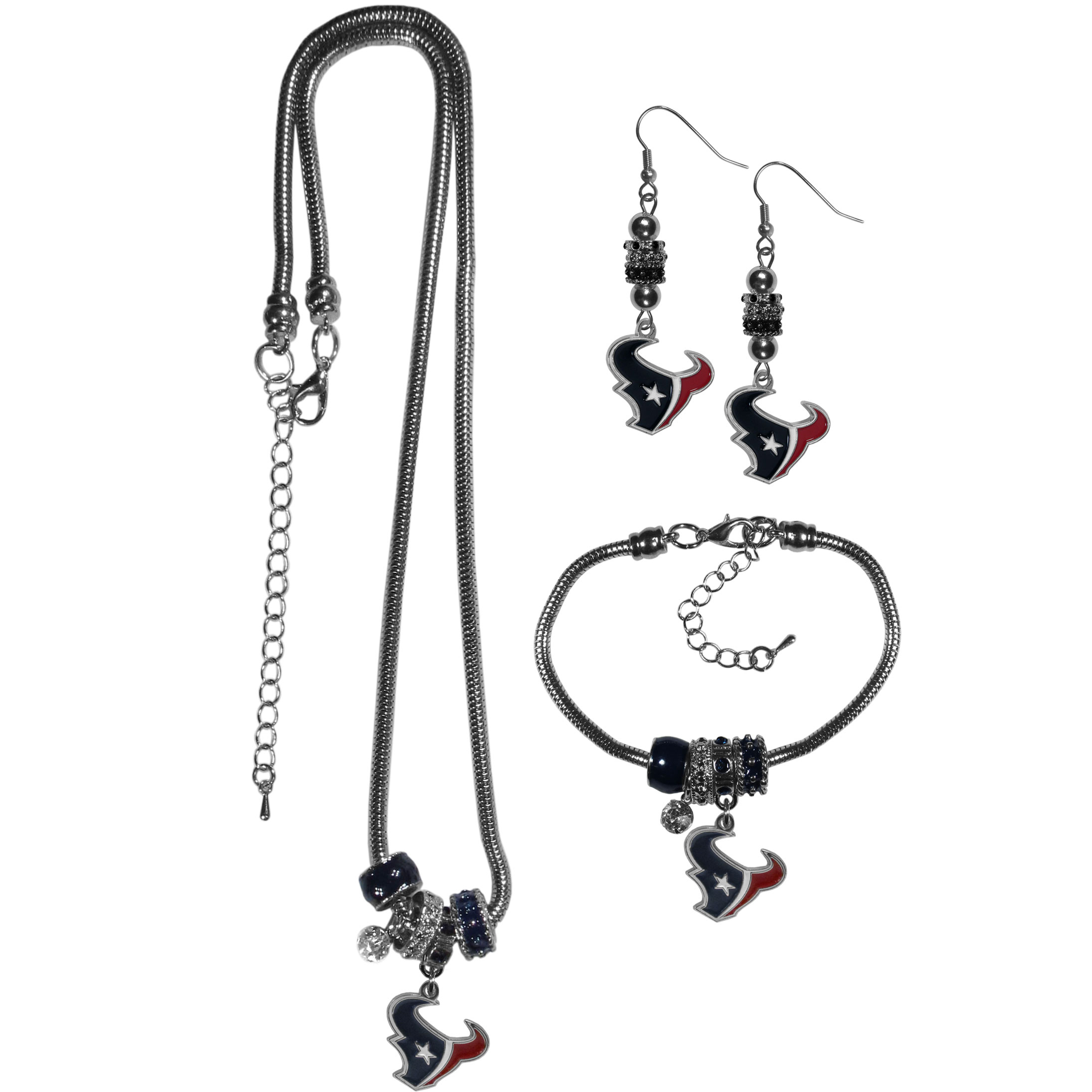 Houston Texans Euro Bead Jewelry 3 piece Set    