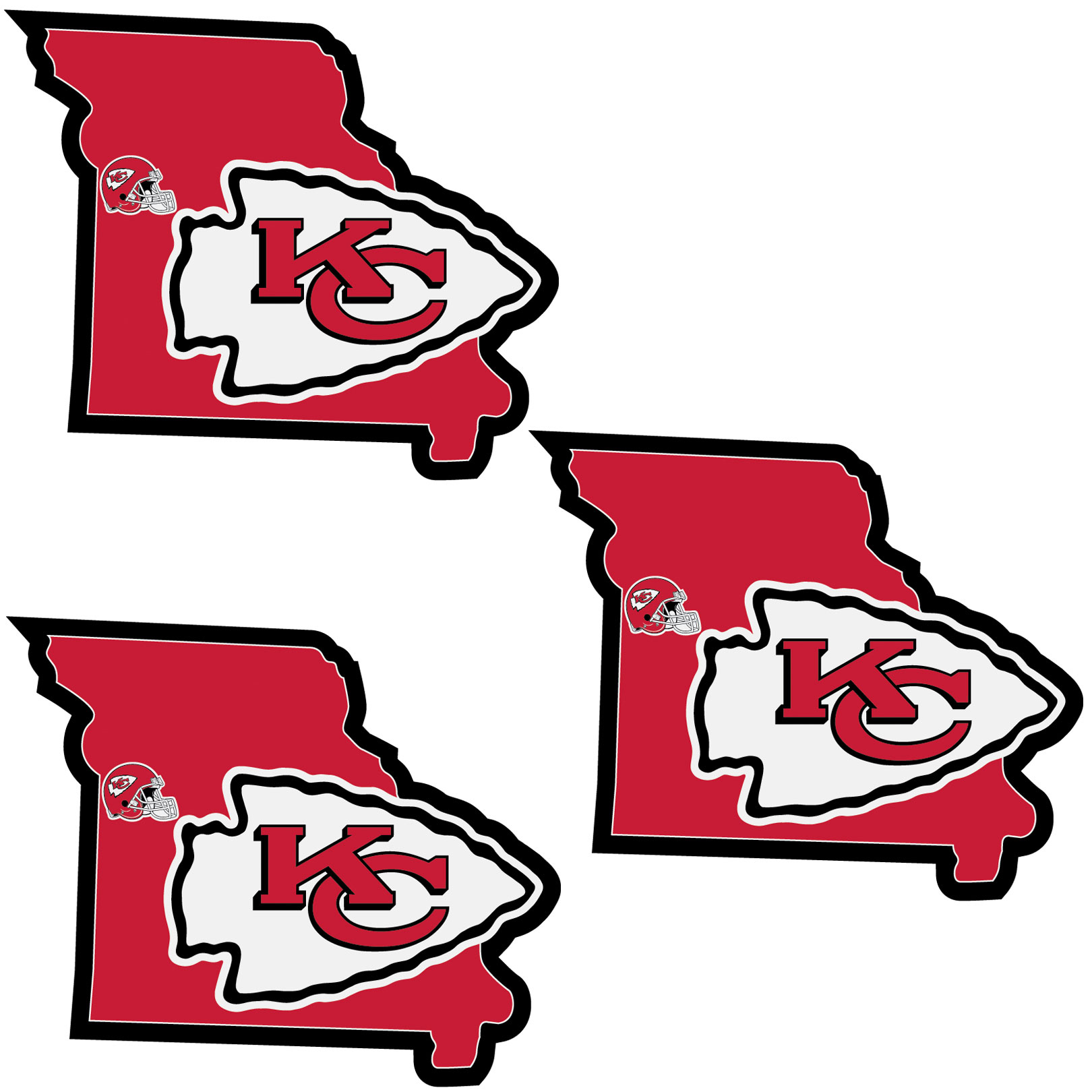 Kansas City Chiefs Home State Decal, 3pk    