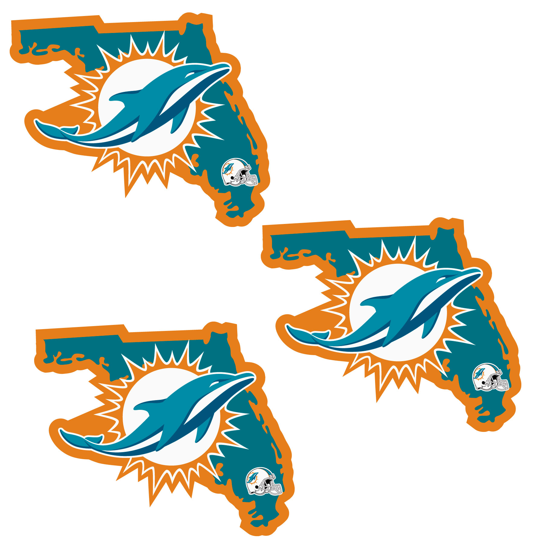 Miami Dolphins Home State Decal, 3pk    