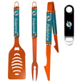 Miami Dolphins 3 pc Logo BBQ Tools w/Bottle Opener
