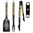 New Orleans Saints 3 pc Logo BBQ Tools w/Bottle Opener