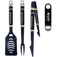 Seattle Seahawks 3 pc Logo BBQ Tools w/Bottle Opener