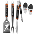 Cincinnati Bengals 3 pc Steel Logo BBQ Tools w/Chip Clips