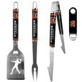 Cincinnati Bengals 3 pc Steel Logo BBQ Tools w/Bottle Opener