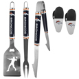 Denver Broncos 3 pc Steel Logo BBQ Tools w/Chip Clips