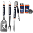 Denver Broncos 3 pc Steel Logo BBQ Tools w/Shakers