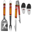 Kansas City Chiefs 3 pc Steel Logo BBQ Tools w/Chip Clips