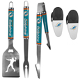 Miami Dolphins 3 pc Steel Logo BBQ Tools w/Chip Clips