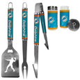 Miami Dolphins 3 pc Steel Logo BBQ Tools w/Shakers