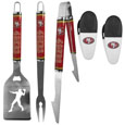 San Francisco 49ers 3 pc Steel Logo BBQ Tools w/Chip Clips