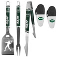 New York Jets 3 pc Steel Logo BBQ Tools w/Chip Clips