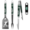 New York Jets 3 pc Steel Logo BBQ Tools w/Bottle Opener