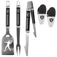 Las Vegas Raiders 3 pc Steel Logo BBQ Tools w/Chip Clips
