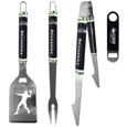 Seattle Seahawks 3 pc Steel Logo BBQ Tools w/Bottle Opener
