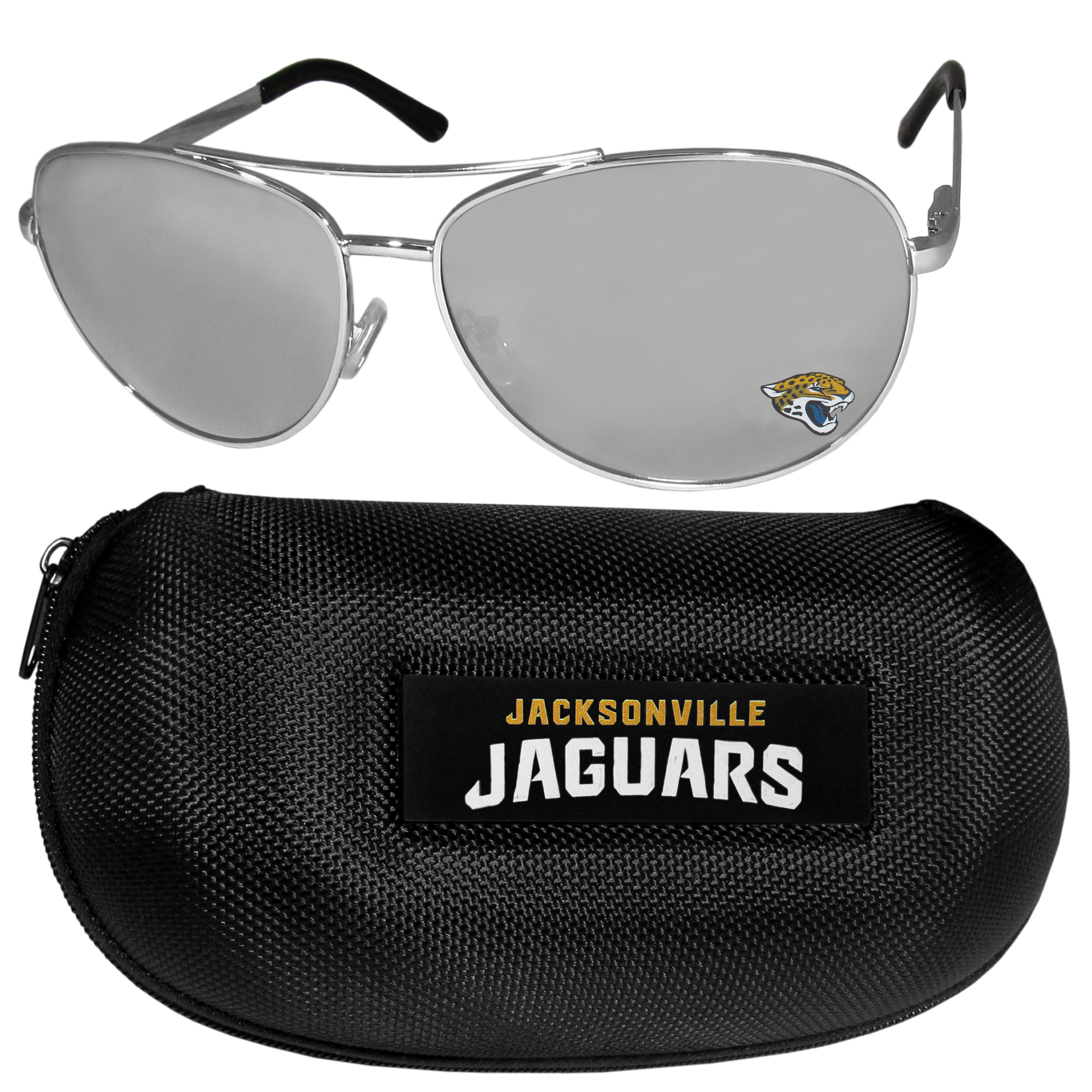 Jacksonville Jaguars Aviator Sunglasses and Zippered Carrying Case    