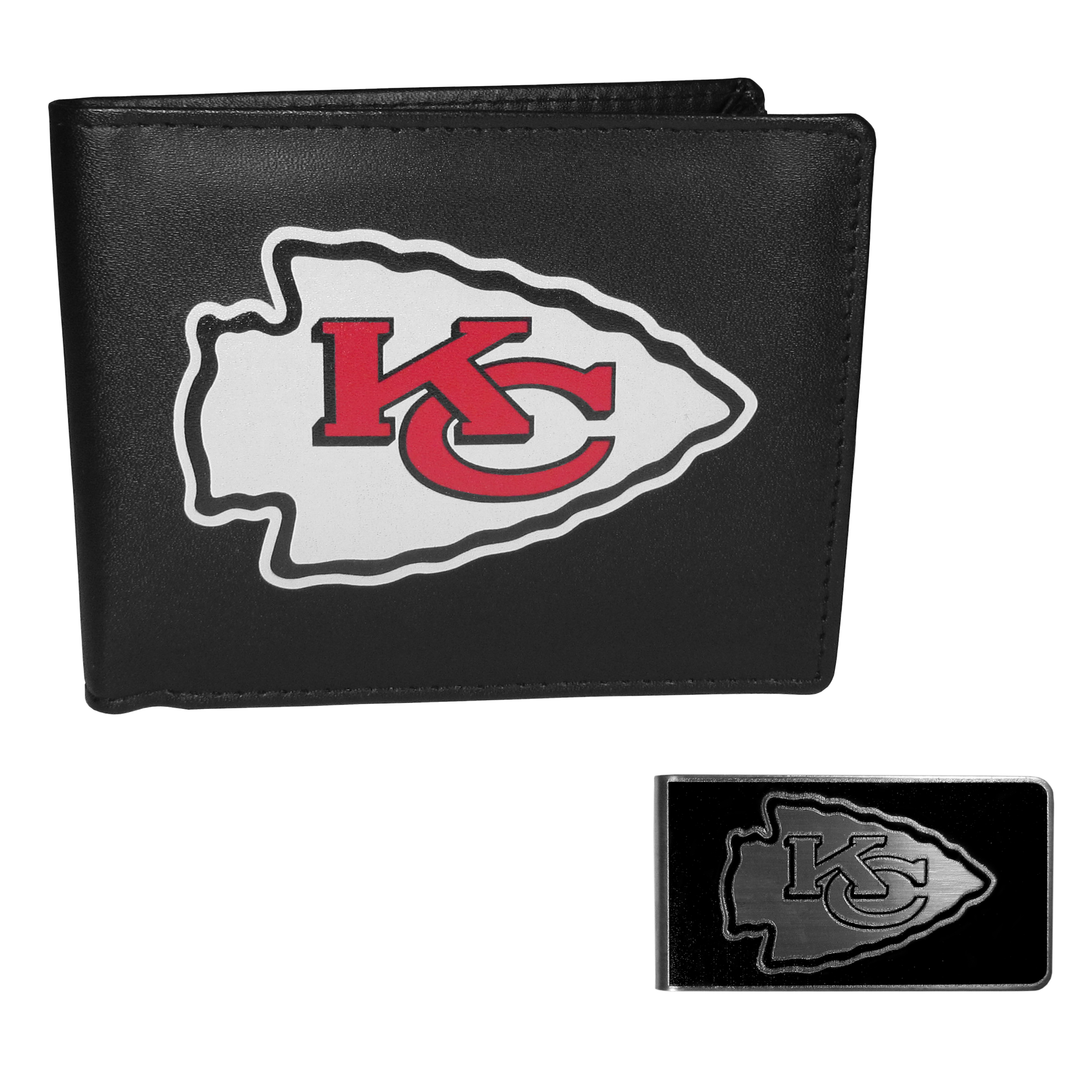 Kansas City Chiefs Bi-fold Wallet & Black Money Clip    