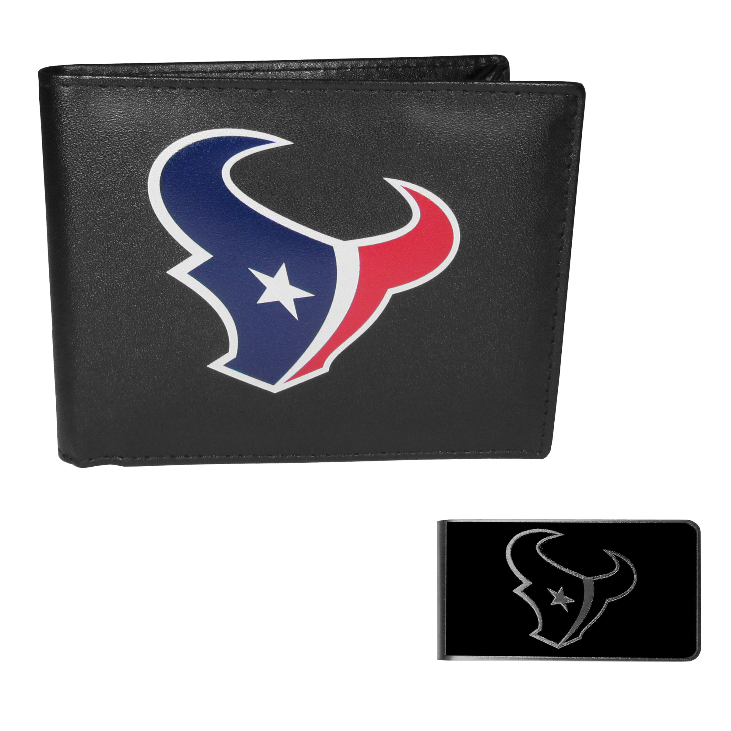 Houston Texans Bi-fold Wallet & Black Money Clip    