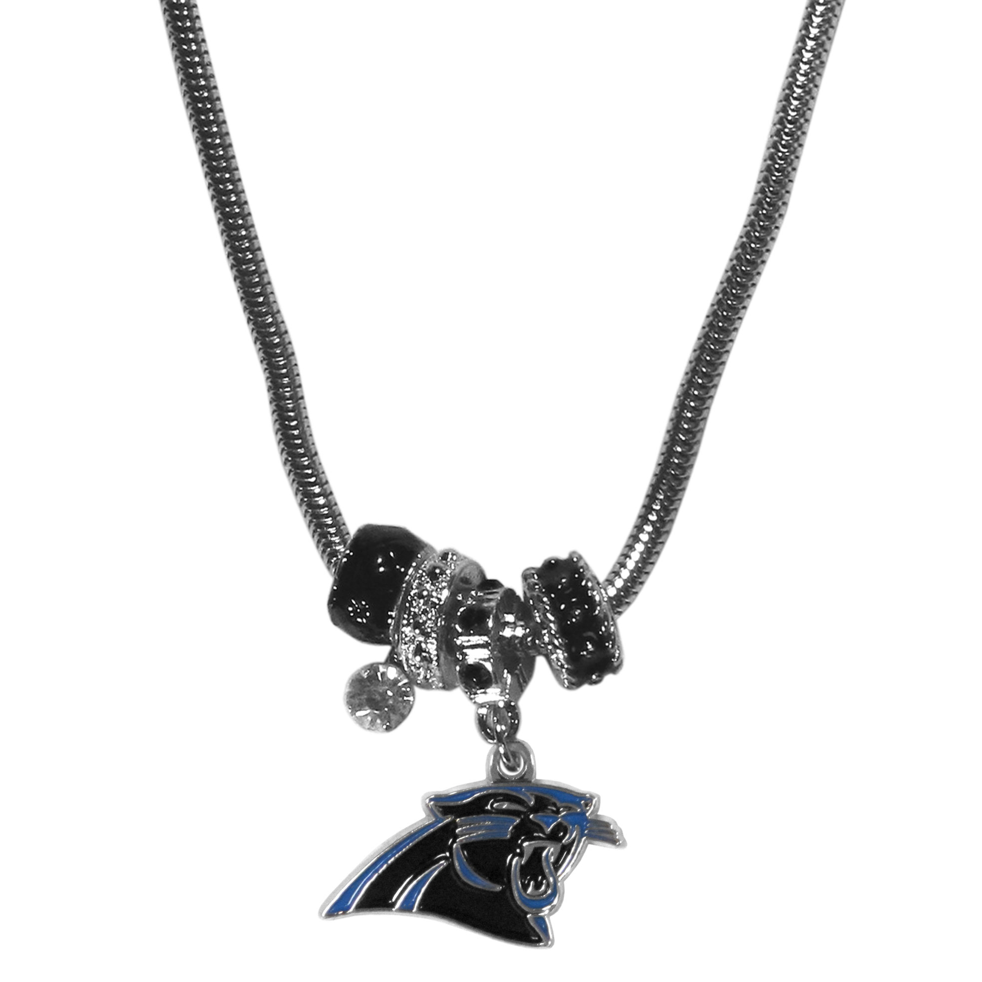 Carolina Panthers Euro Bead Necklace    