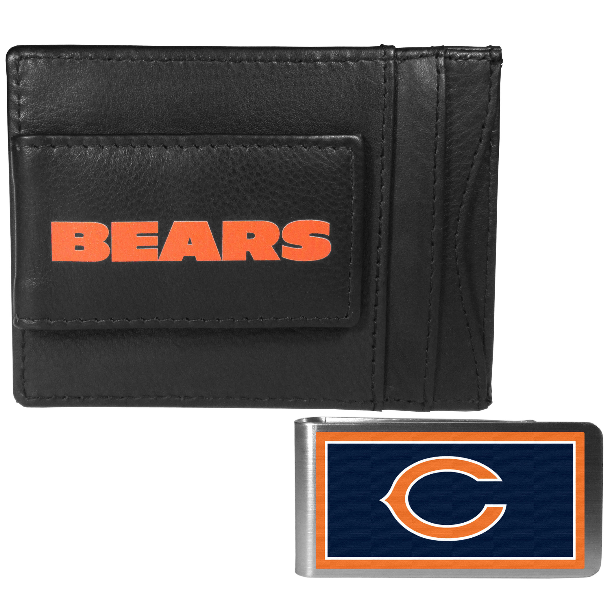 Chicago Bears Leather Cash & Cardholder & Color Money Clip    