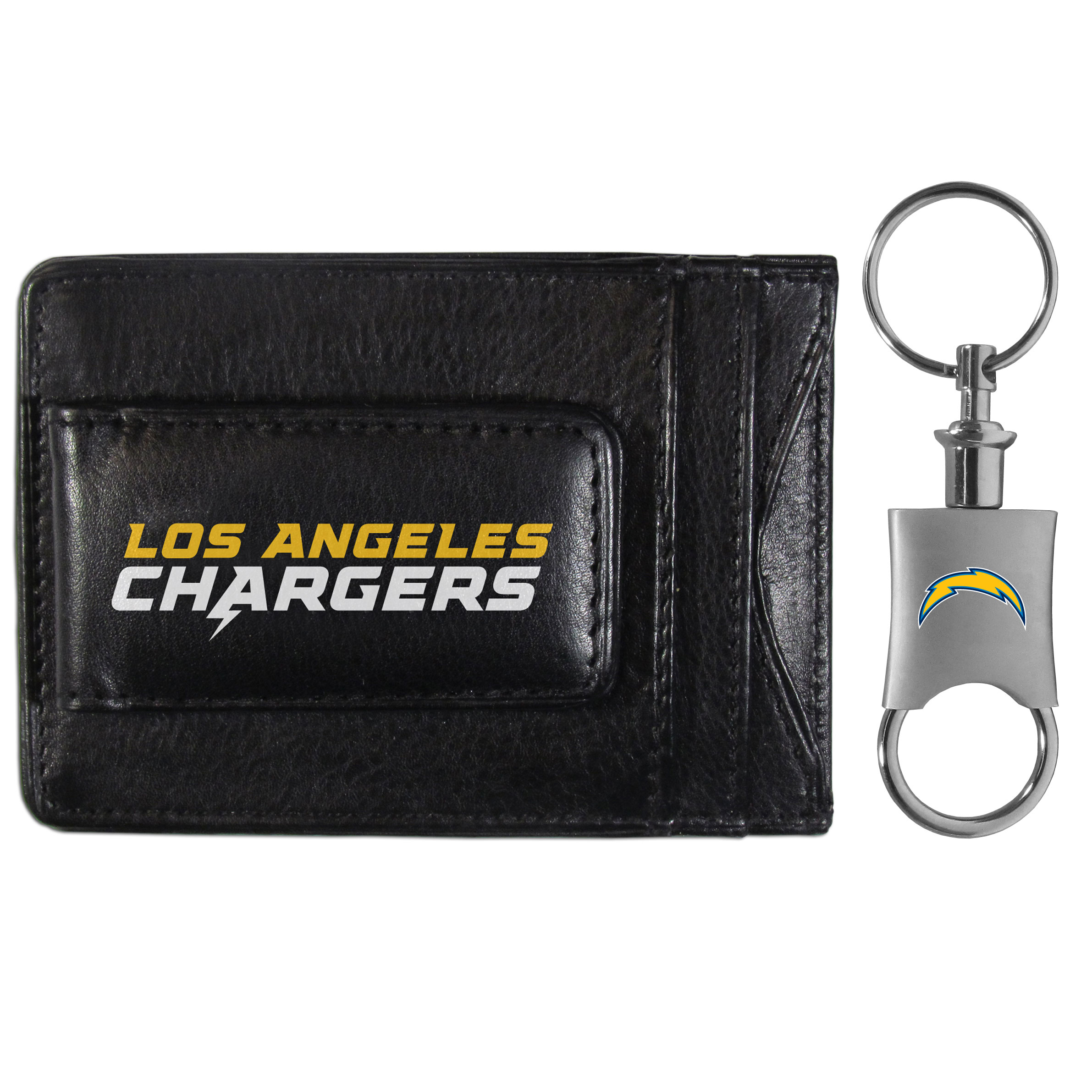 Los Angeles Chargers Leather Cash & Cardholder & Valet Key Chain    