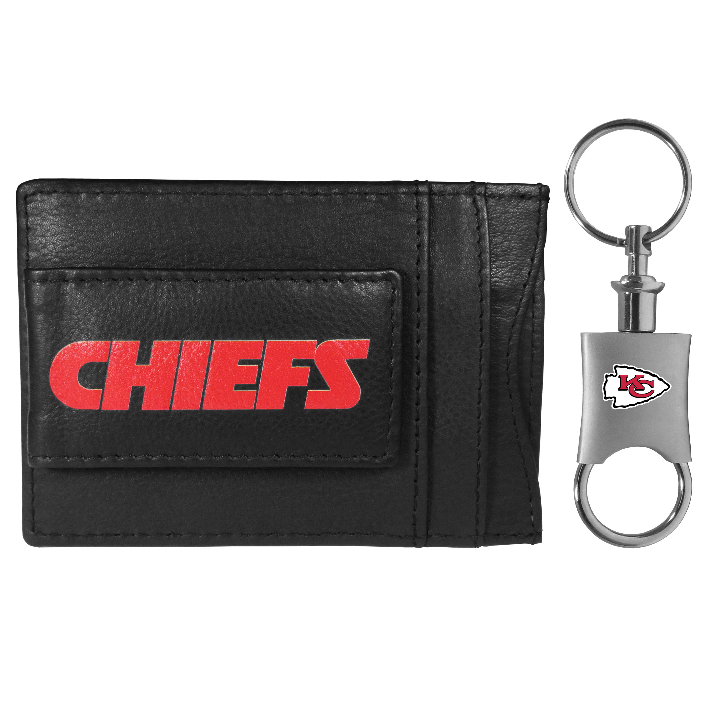 Kansas City Chiefs Leather Cash & Cardholder & Valet Key Chain    