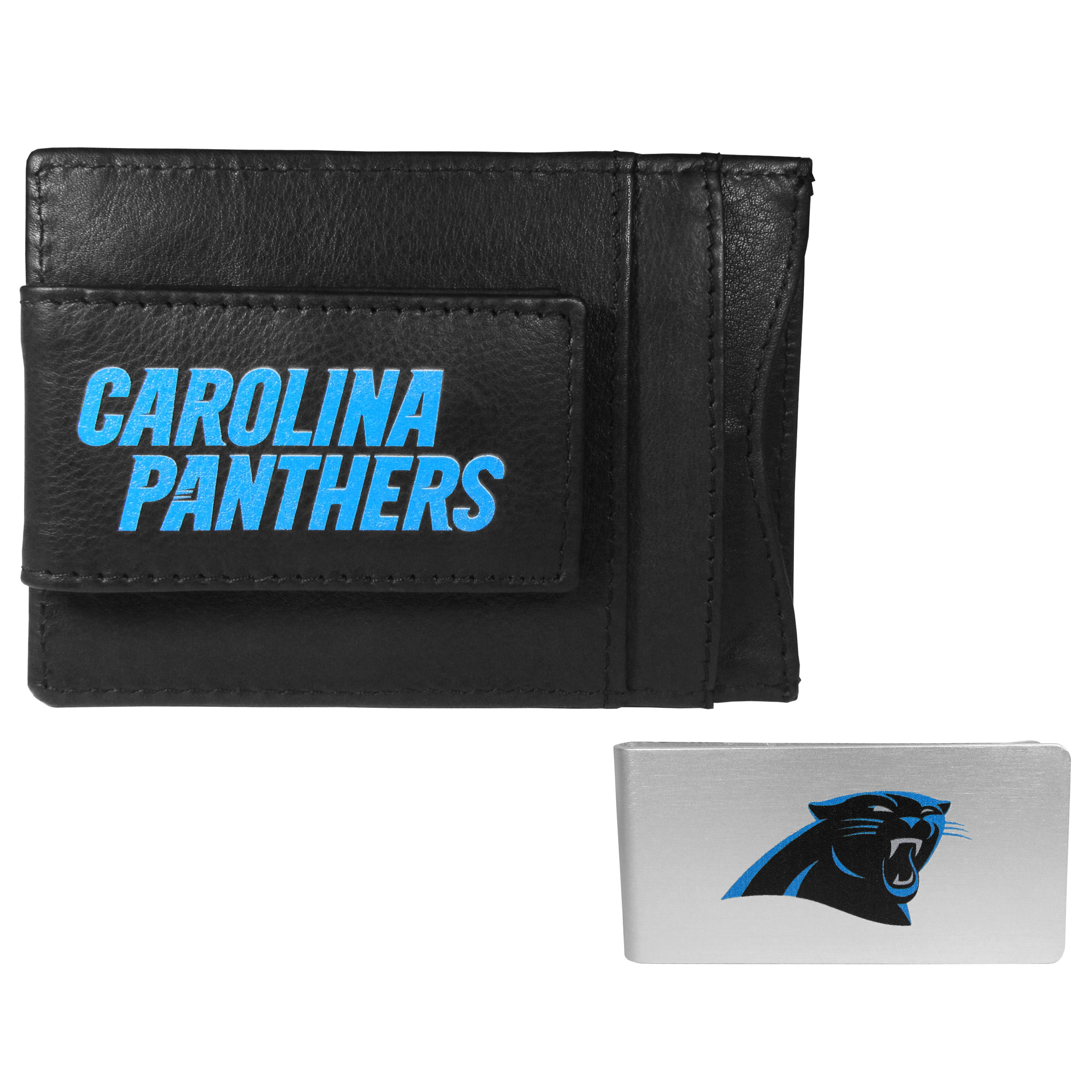 Carolina Panthers Leather Cash & Cardholder & Money Clip    