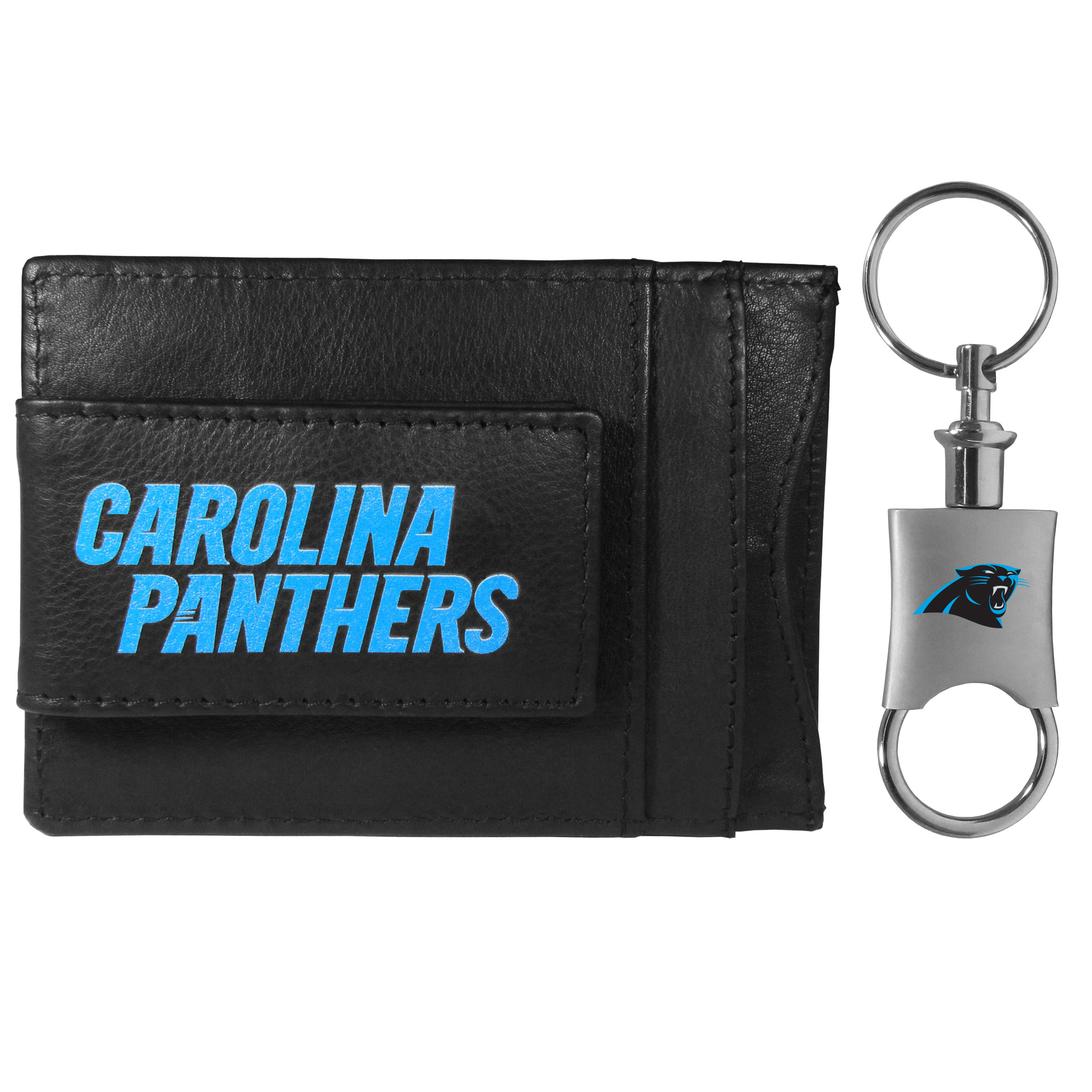 Carolina Panthers Leather Cash & Cardholder & Valet Key Chain    