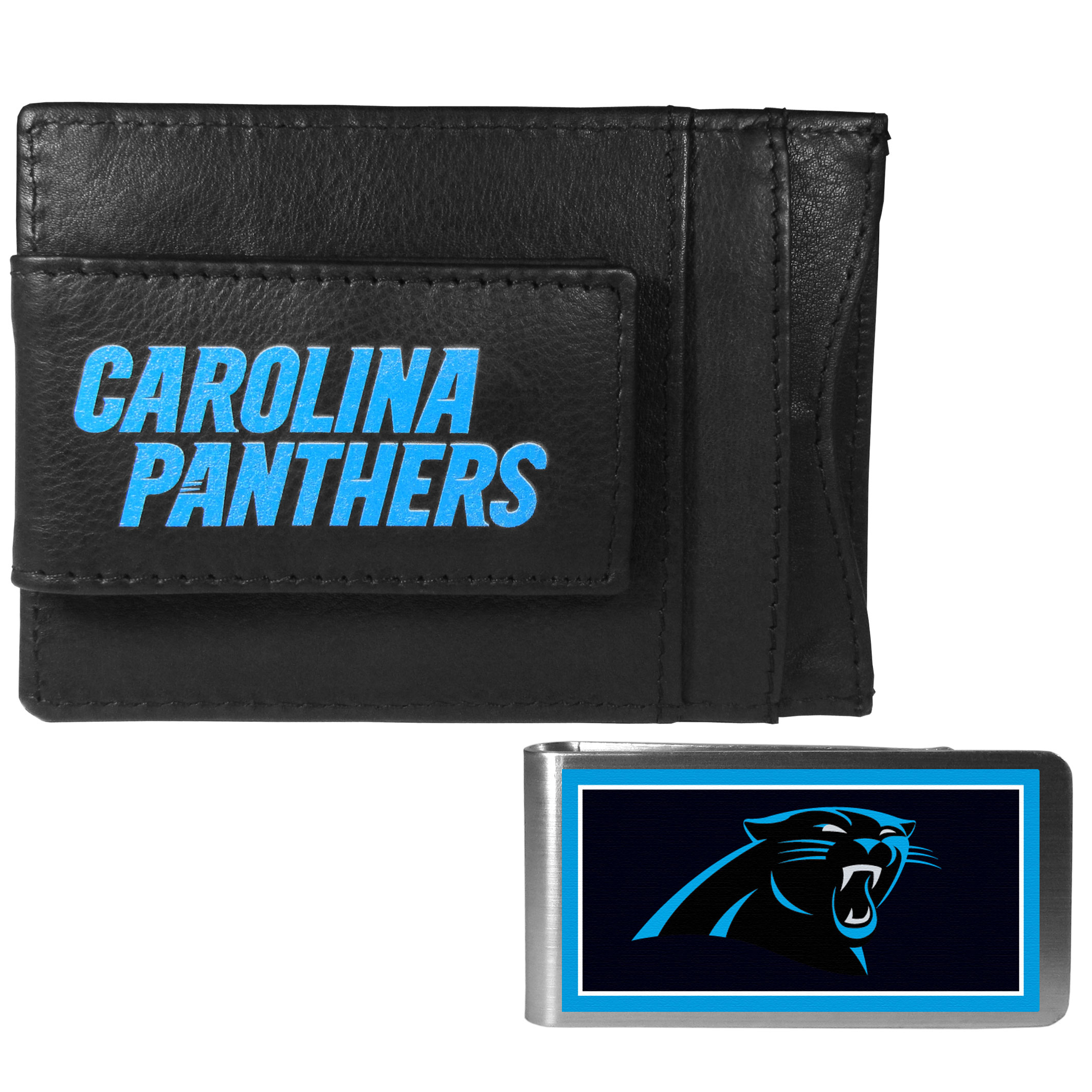 Carolina Panthers Leather Cash & Cardholder & Color Money Clip    