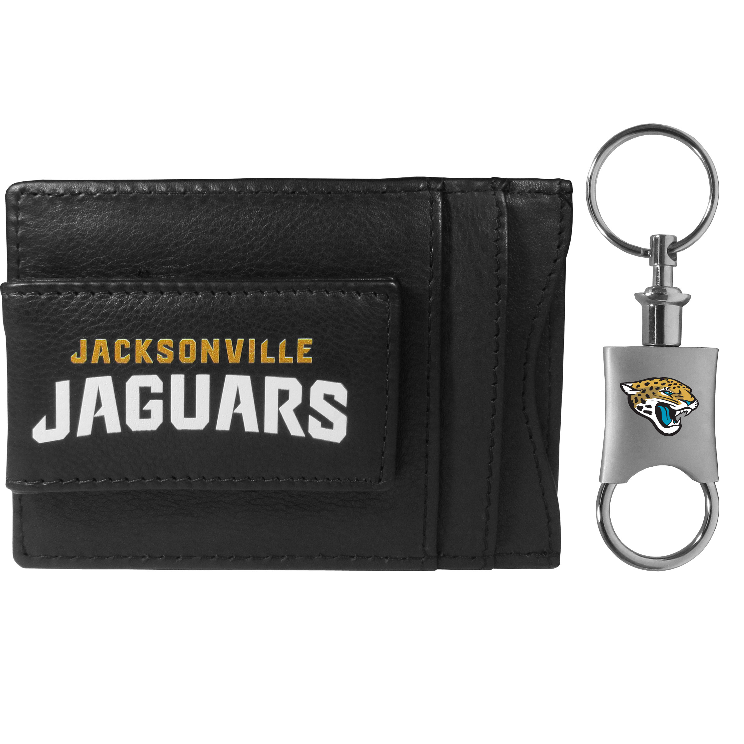 Jacksonville Jaguars Leather Cash & Cardholder & Valet Key Chain    