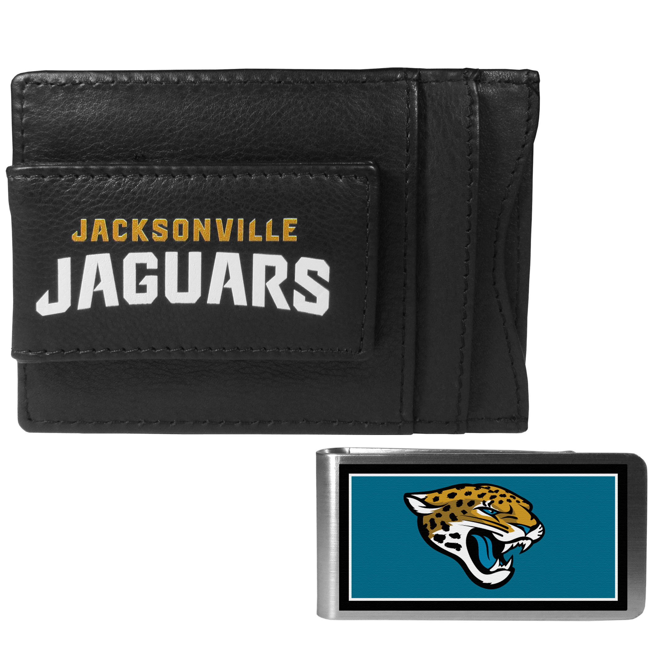 Jacksonville Jaguars Leather Cash & Cardholder & Color Money Clip    