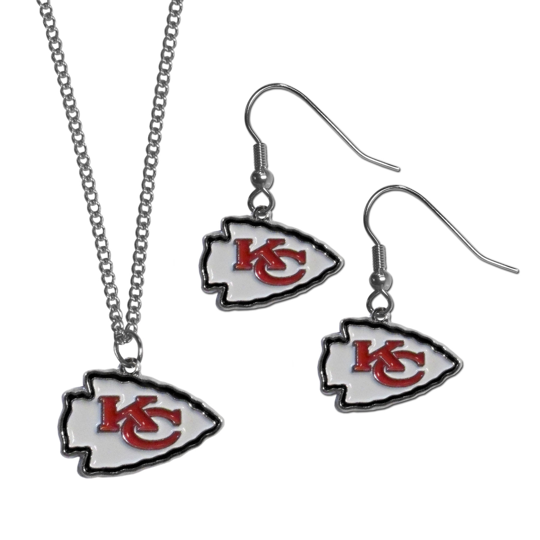 Kansas City Chiefs Dangle Earrings and Chain Necklace Set