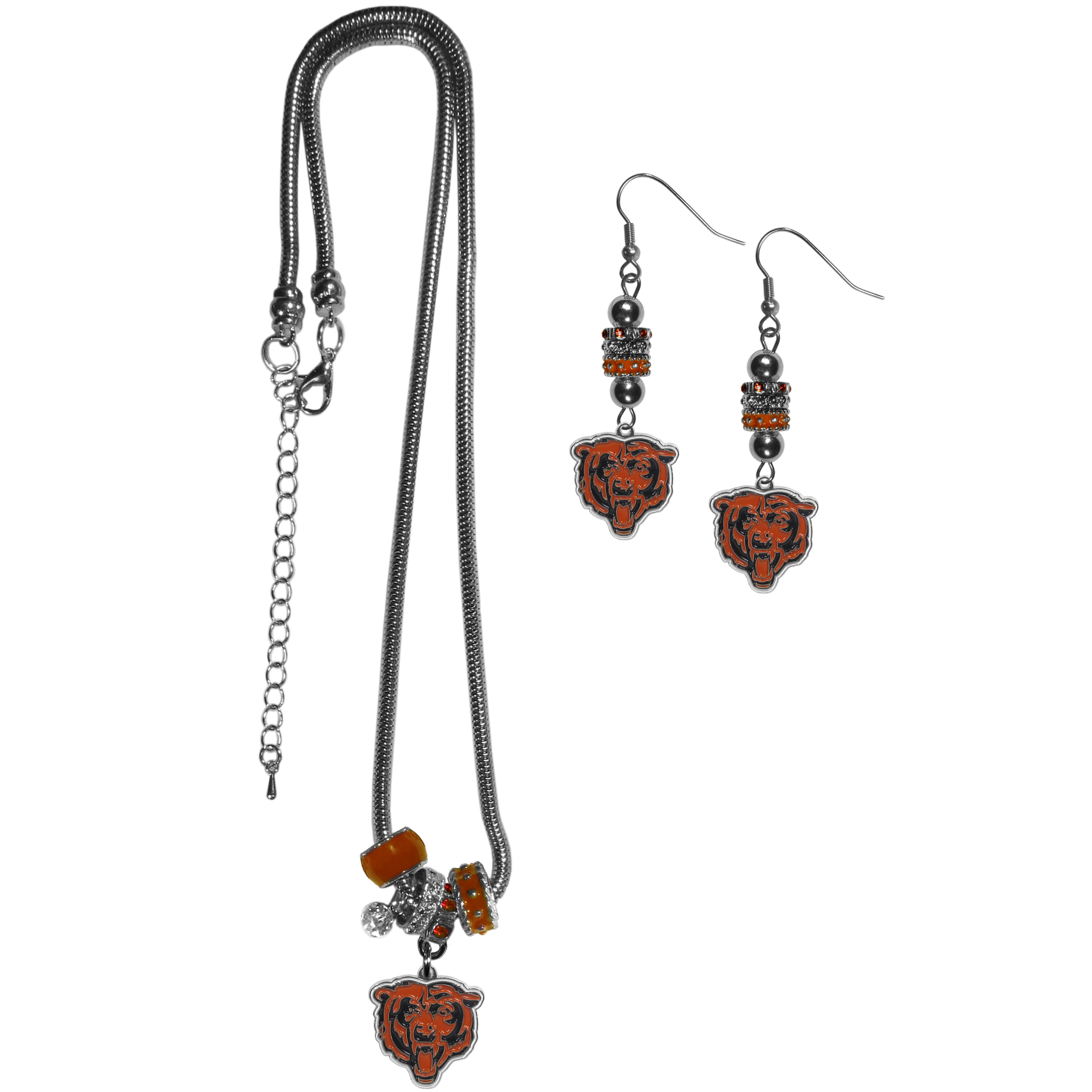 Chicago Bears Euro Bead Earrings and Necklace Set    