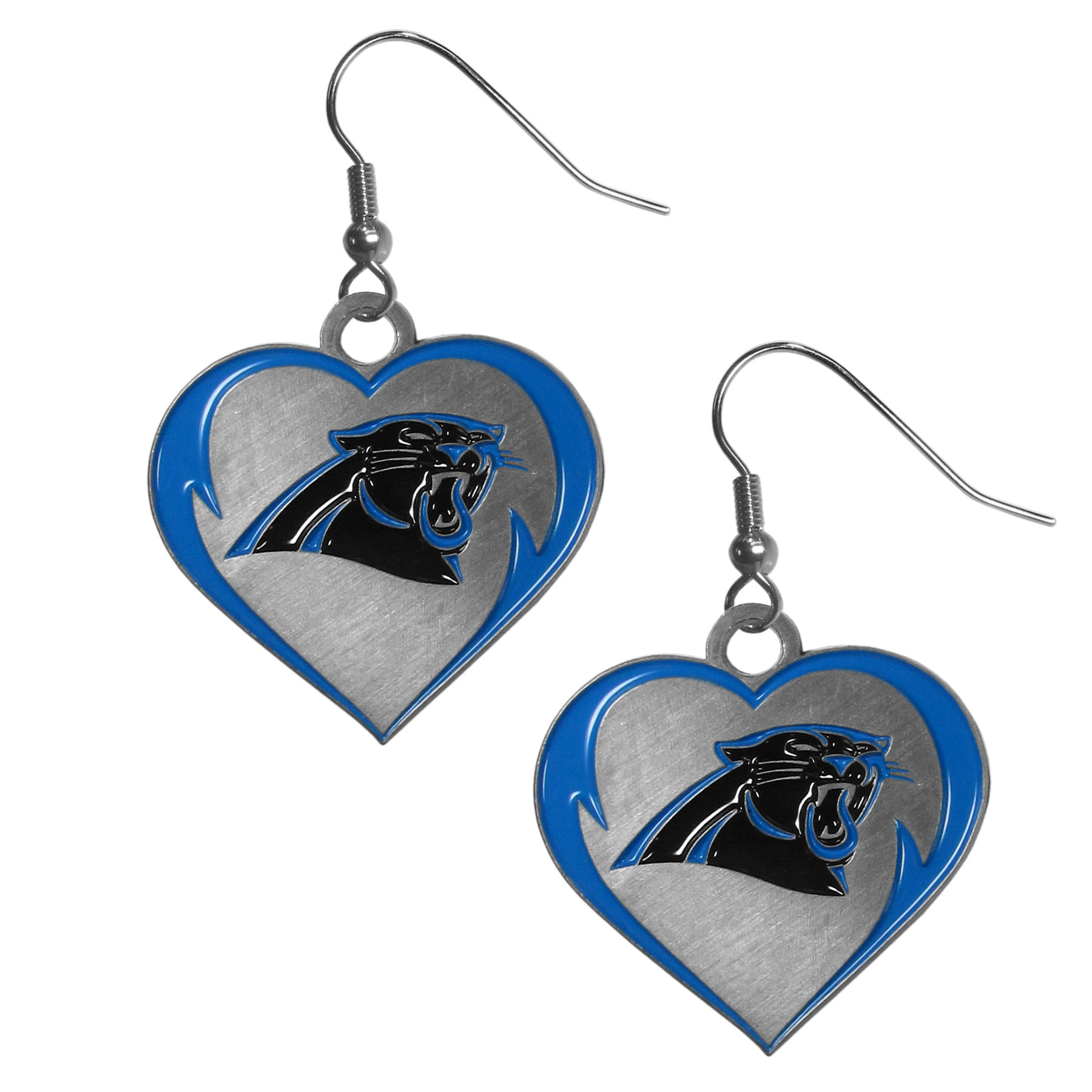 Carolina Panthers Heart Dangle Earrings    