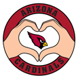 Arizona Cardinals Heart Hands Decal