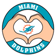 Miami Dolphins Heart Hands Decal