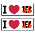 Cincinnati Bengals I Heart Bumper Style Decal, 2 pack