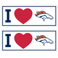 Denver Broncos I Heart Bumper Style Decal, 2 pack