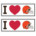 Cleveland Browns I Heart Bumper Style Decal, 2 pack