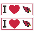 Arizona Cardinals I Heart Bumper Style Decal, 2 pack