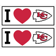 Kansas City Chiefs I Heart Bumper Style Decal, 2 pack