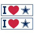 Dallas Cowboys I Heart Bumper Style Decal, 2 pack