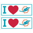 Miami Dolphins I Heart Bumper Style Decal, 2 pack